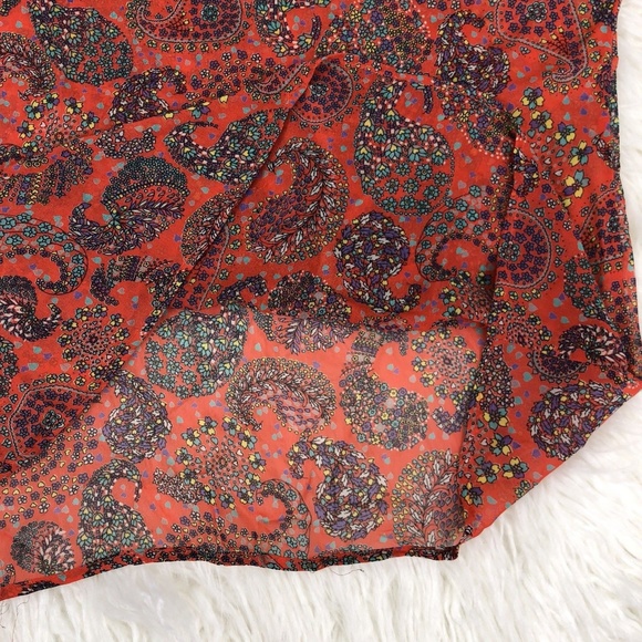 Harlowe & Graham Size Large Orange Paisley Blouse - Picture 4 of 6